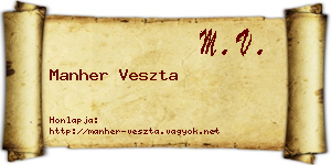 Manher Veszta névjegykártya